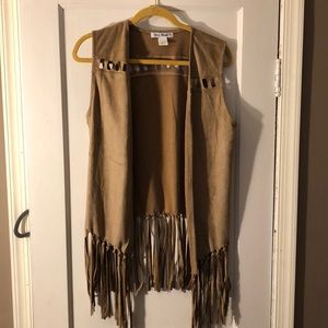 Camel suede fringe vest!